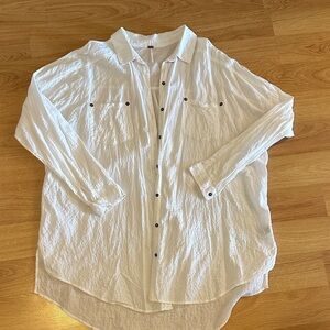 Free People Cotton White Button Down